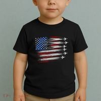 Patriotic Red White Blue Usa Flag Fighter Jets Toddler T-Shirt thumb 2