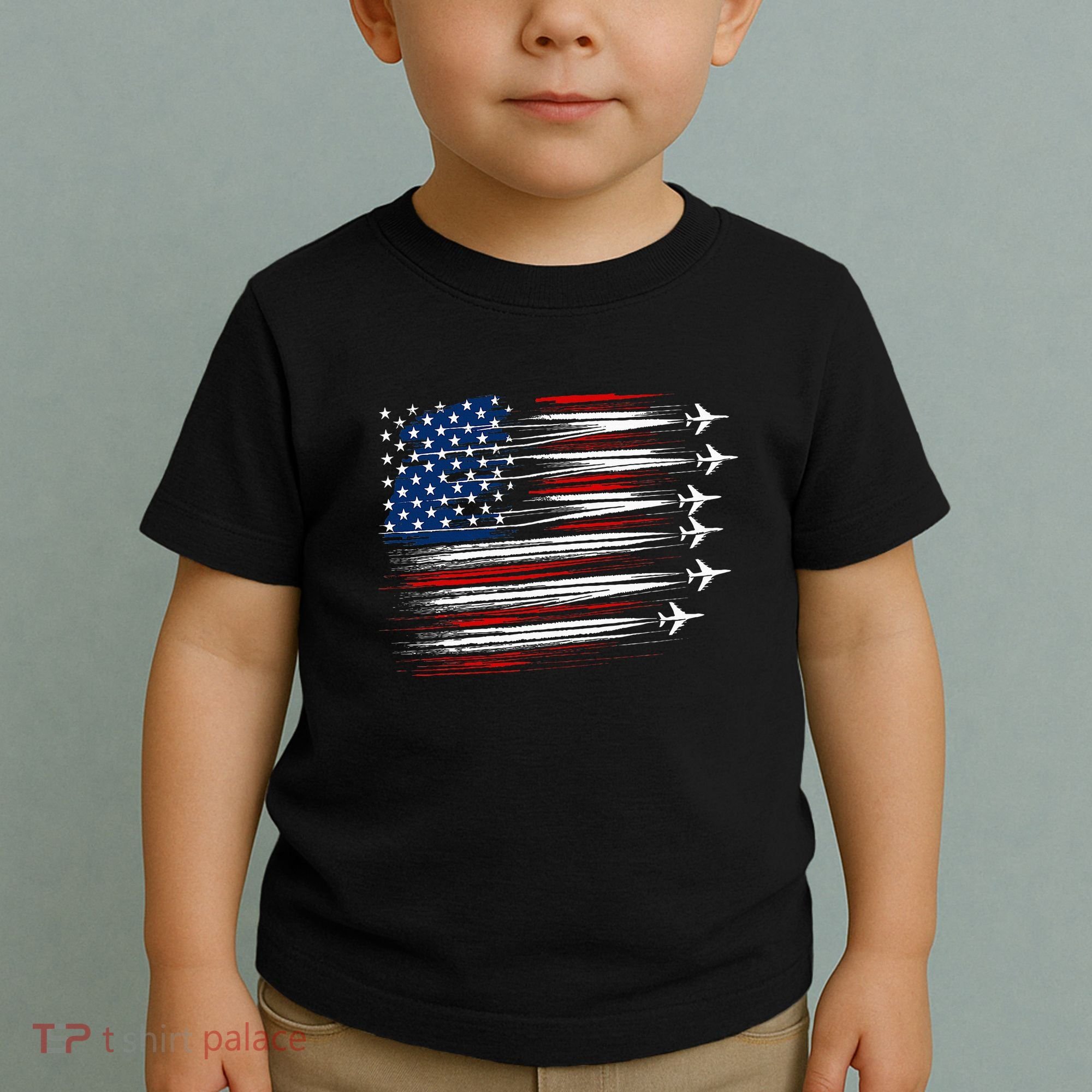 Patriotic Red White Blue Usa Flag Fighter Jets Toddler T-Shirt