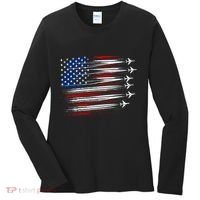 Patriotic Red White Blue Usa Flag Fighter Jets Women's Long Sleeve Shirt thumb 0
