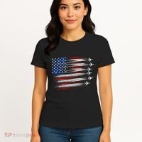 Patriotic Red White Blue Usa Flag Fighter Jets Women's T-Shirt thumb 4