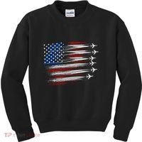 Patriotic Red White Blue Usa Flag Fighter Jets Kids Sweatshirt thumb 0