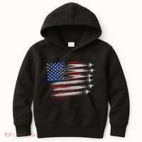 Patriotic Red White Blue Usa Flag Fighter Jets Kids Hoodie thumb 0