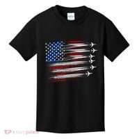 Patriotic Red White Blue Usa Flag Fighter Jets Kids T-Shirt thumb 0