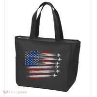 Patriotic Red White Blue Usa Flag Fighter Jets Tote Bag thumb 3