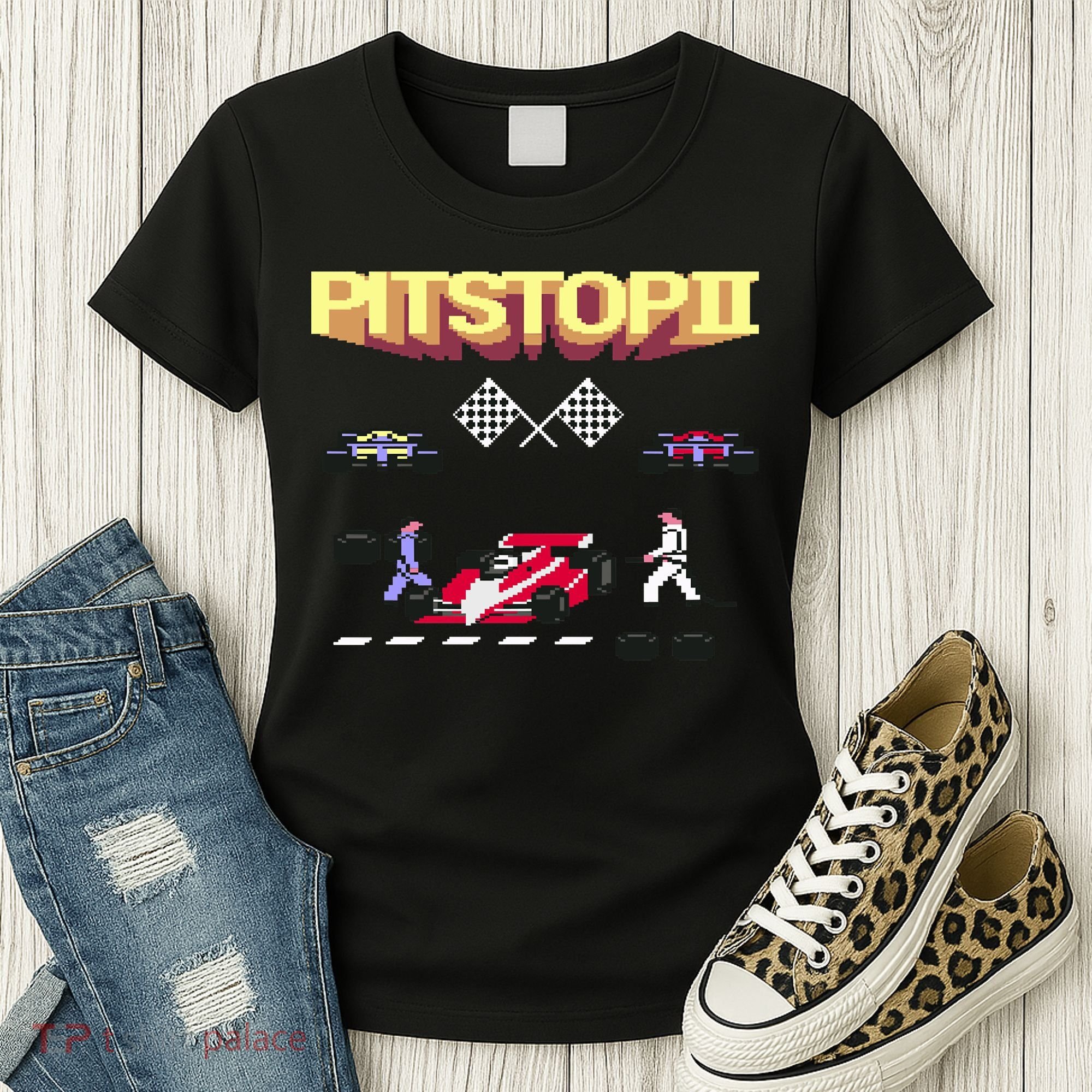 Pit Stop 2 Retro Theme Women's T-Shirt
