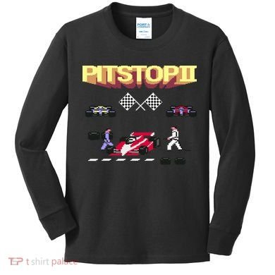 Pit Stop 2 Retro Theme Kids Long Sleeve Shirt
