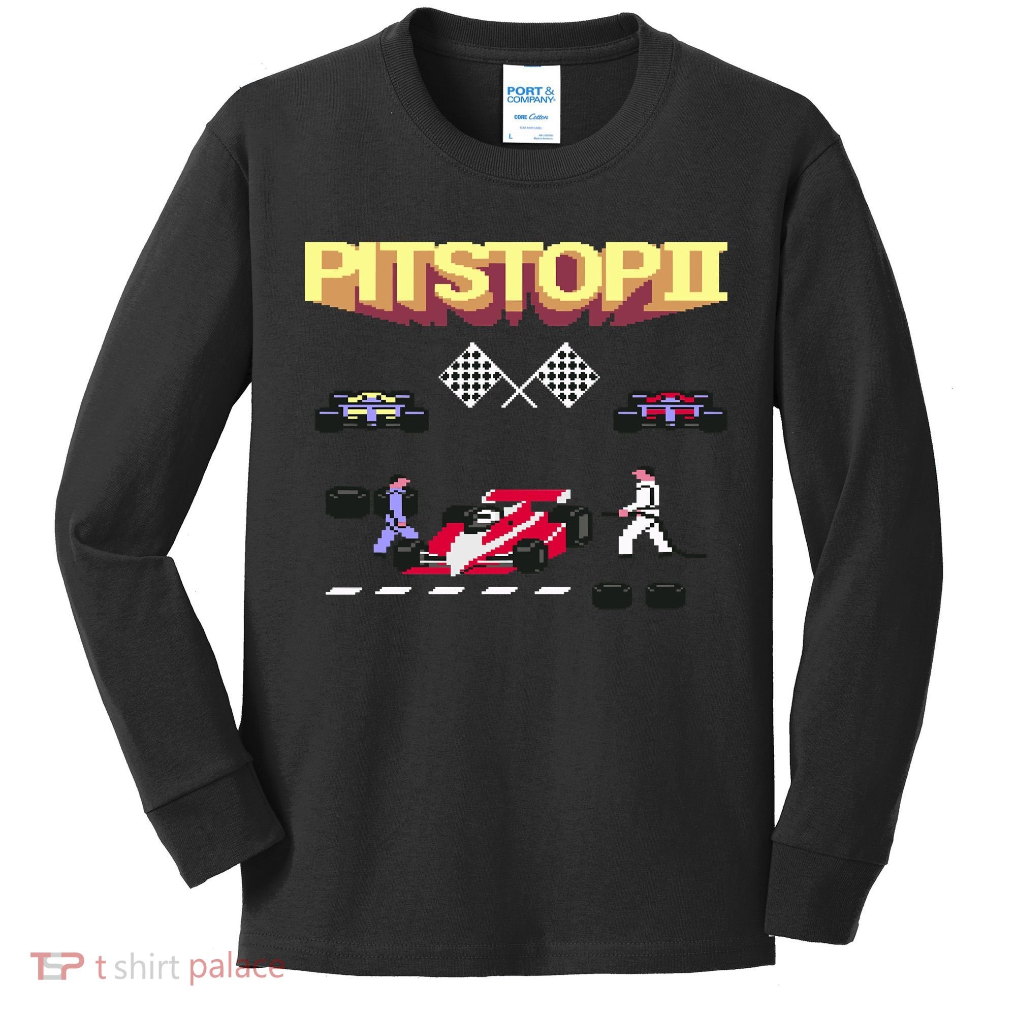 Pit Stop 2 Retro Theme Kids Long Sleeve Shirt