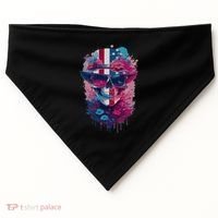 Patriotic Skull 4th Of July Uncle Sam Skull American Flag Gift USA-Made Doggie Bandana thumb 0