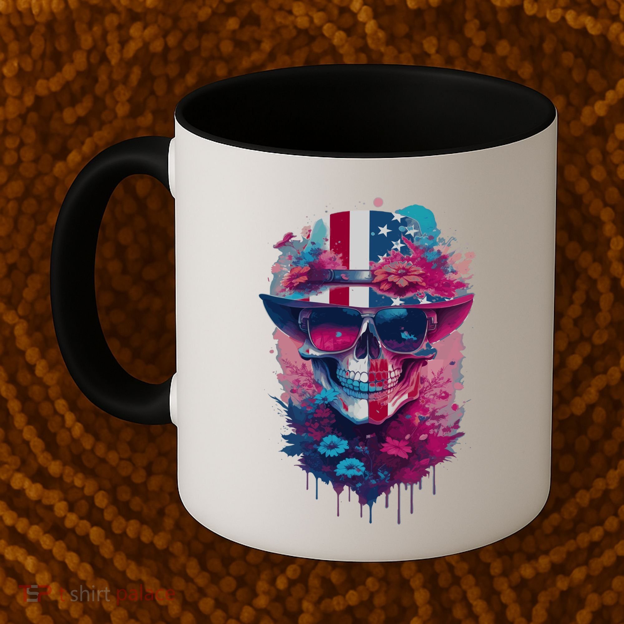 Patriotic Skull 4th Of July Uncle Sam Skull American Flag Gift Coffee Mug