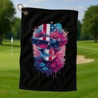 Patriotic Skull 4th Of July Uncle Sam Skull American Flag Gift Golf Towel thumb 1