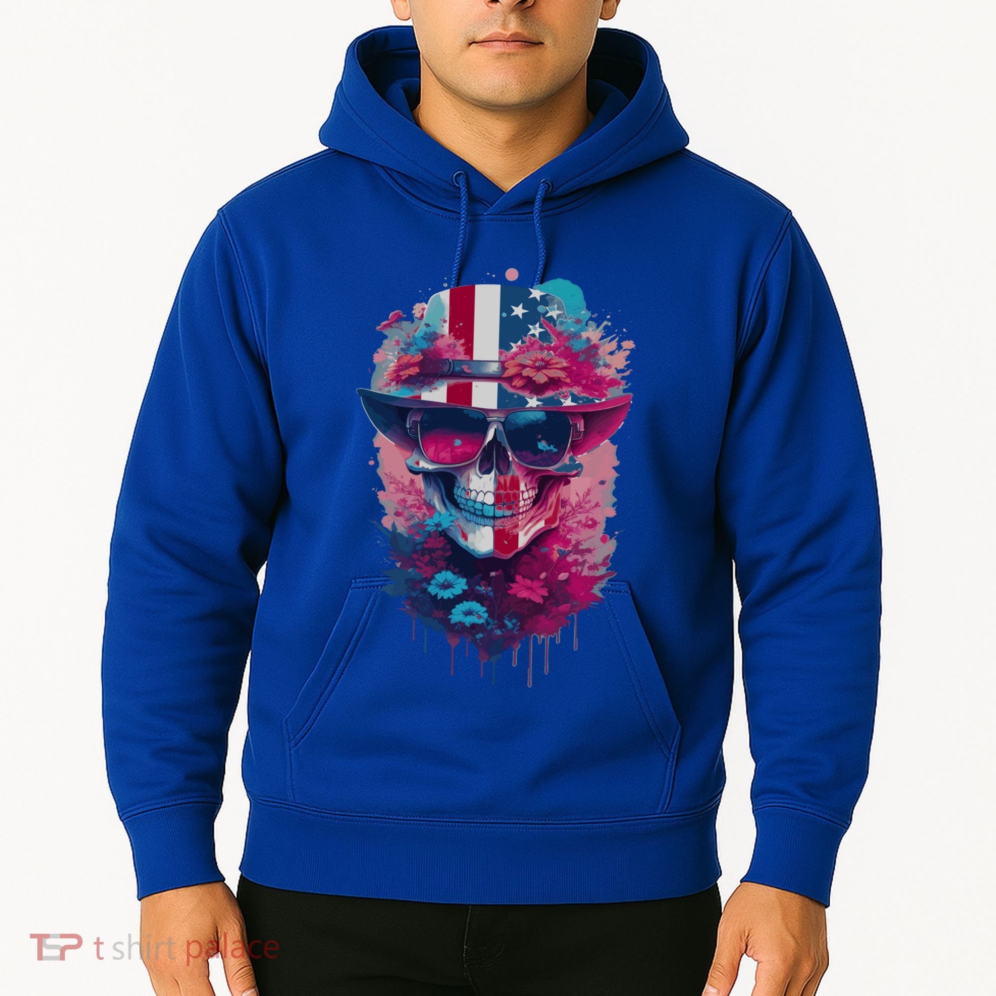 Patriotic Skull 4th Of July Uncle Sam Skull American Flag Gift Hoodie