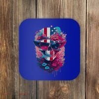 Patriotic Skull 4th Of July Uncle Sam Skull American Flag Gift Coaster thumb 0