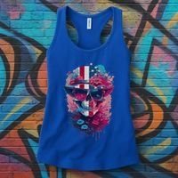 Patriotic Skull 4th Of July Uncle Sam Skull American Flag Gift Women's Tank Top thumb 3