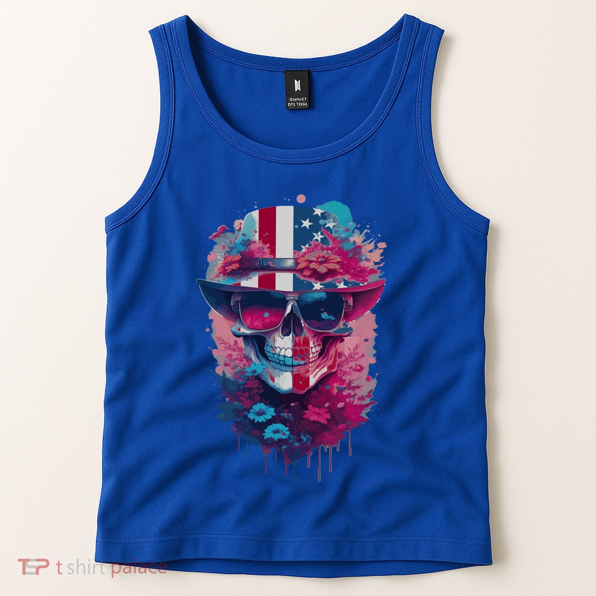 Patriotic Skull 4th Of July Uncle Sam Skull American Flag Gift Tank Top