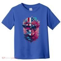 Patriotic Skull 4th Of July Uncle Sam Skull American Flag Gift Toddler T-Shirt thumb 0