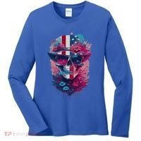 Patriotic Skull 4th Of July Uncle Sam Skull American Flag Gift Women's Long Sleeve Shirt thumb 0