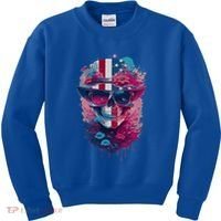 Patriotic Skull 4th Of July Uncle Sam Skull American Flag Gift Kids Sweatshirt thumb 0