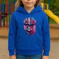 Patriotic Skull 4th Of July Uncle Sam Skull American Flag Gift Kids Hoodie thumb 3