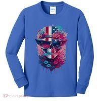 Patriotic Skull 4th Of July Uncle Sam Skull American Flag Gift Kids Long Sleeve Shirt thumb 0