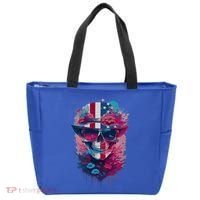 Patriotic Skull 4th Of July Uncle Sam Skull American Flag Gift Tote Bag thumb 0