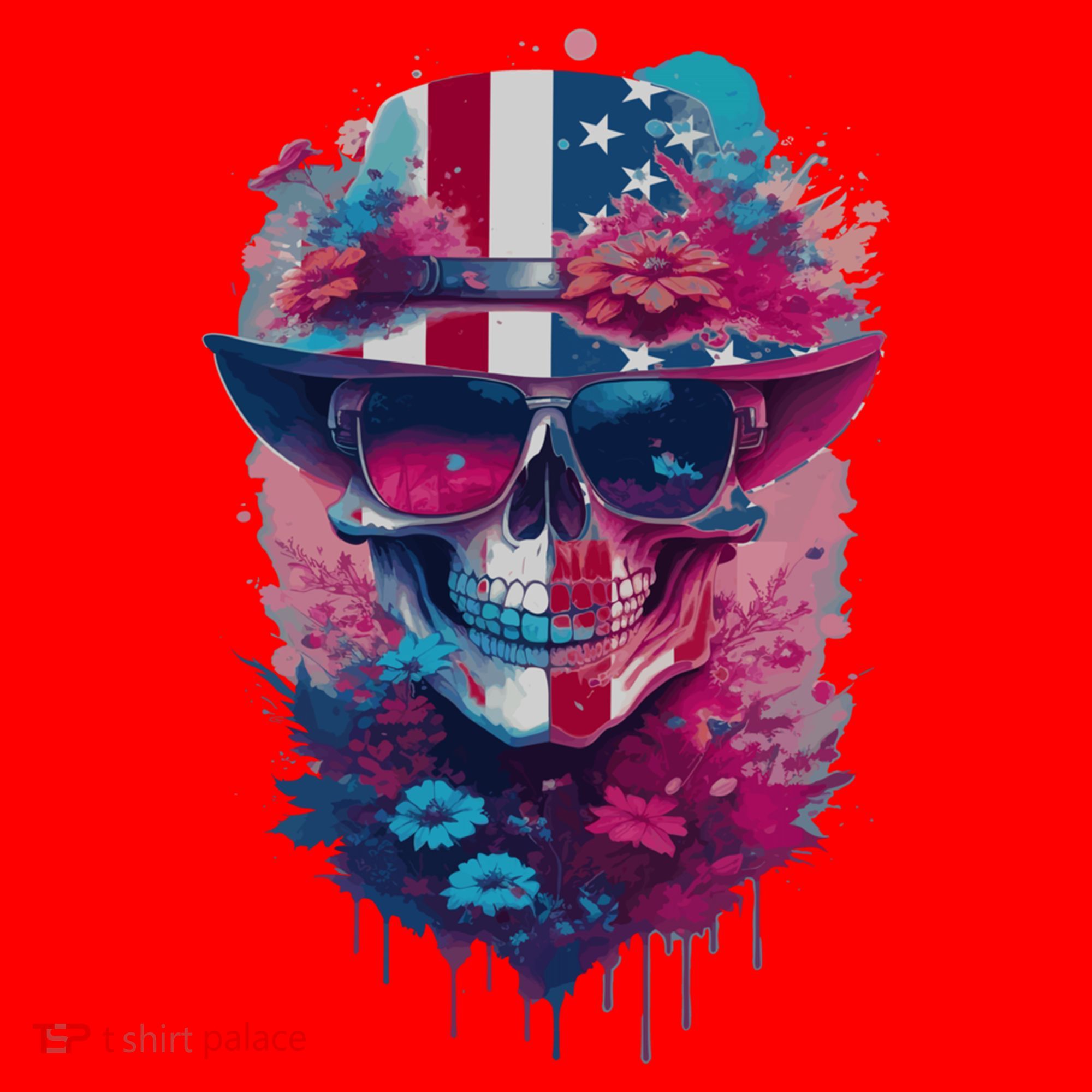 Patriotic Skull 4th Of July Uncle Sam Skull American Flag Gift Santa Hat