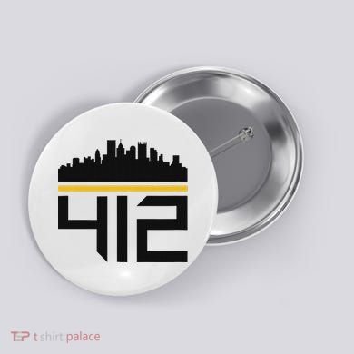 Pittsburgh Skyline 412 Design Button