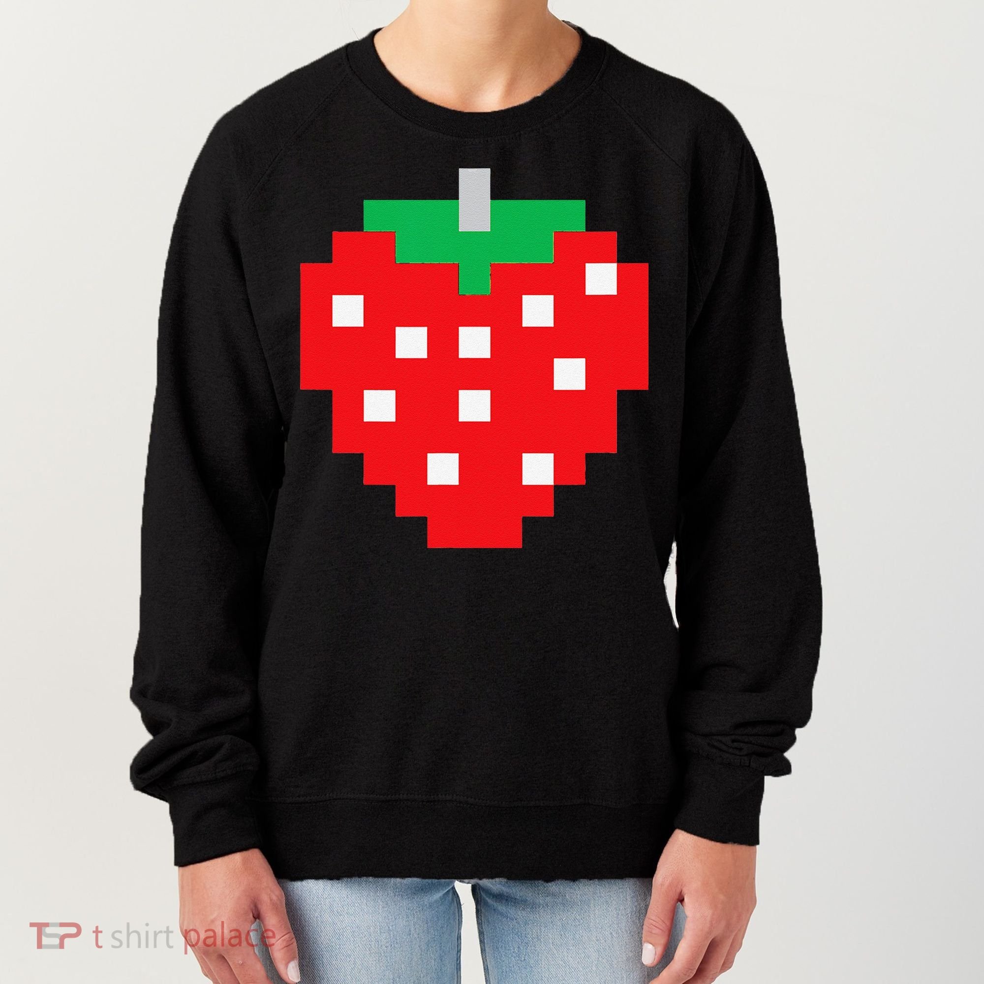 Pixel Strawberry 80s Video Game Halloween Costume Women's Sweatshirt