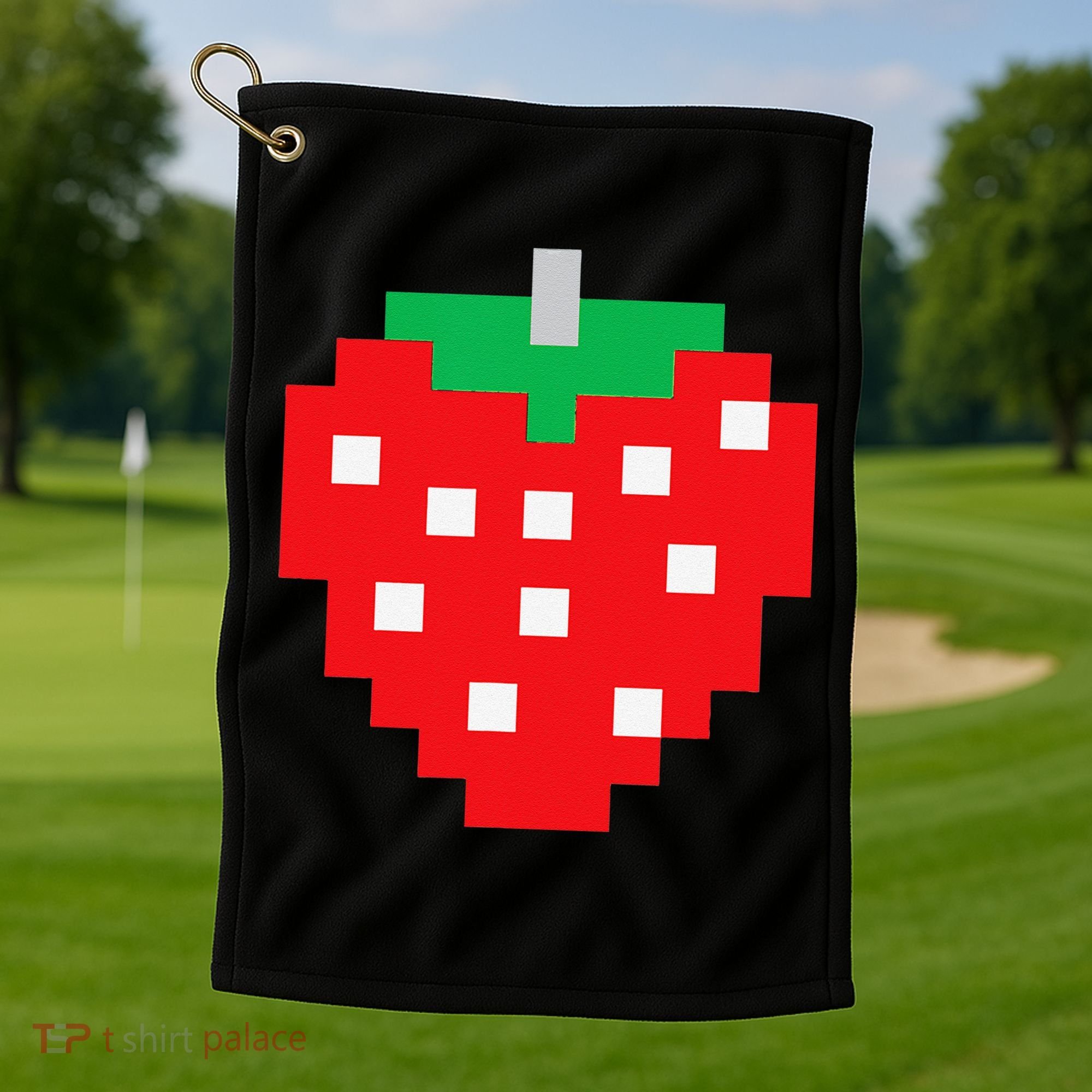 Pixel Strawberry 80s Video Game Halloween Costume Golf Towel