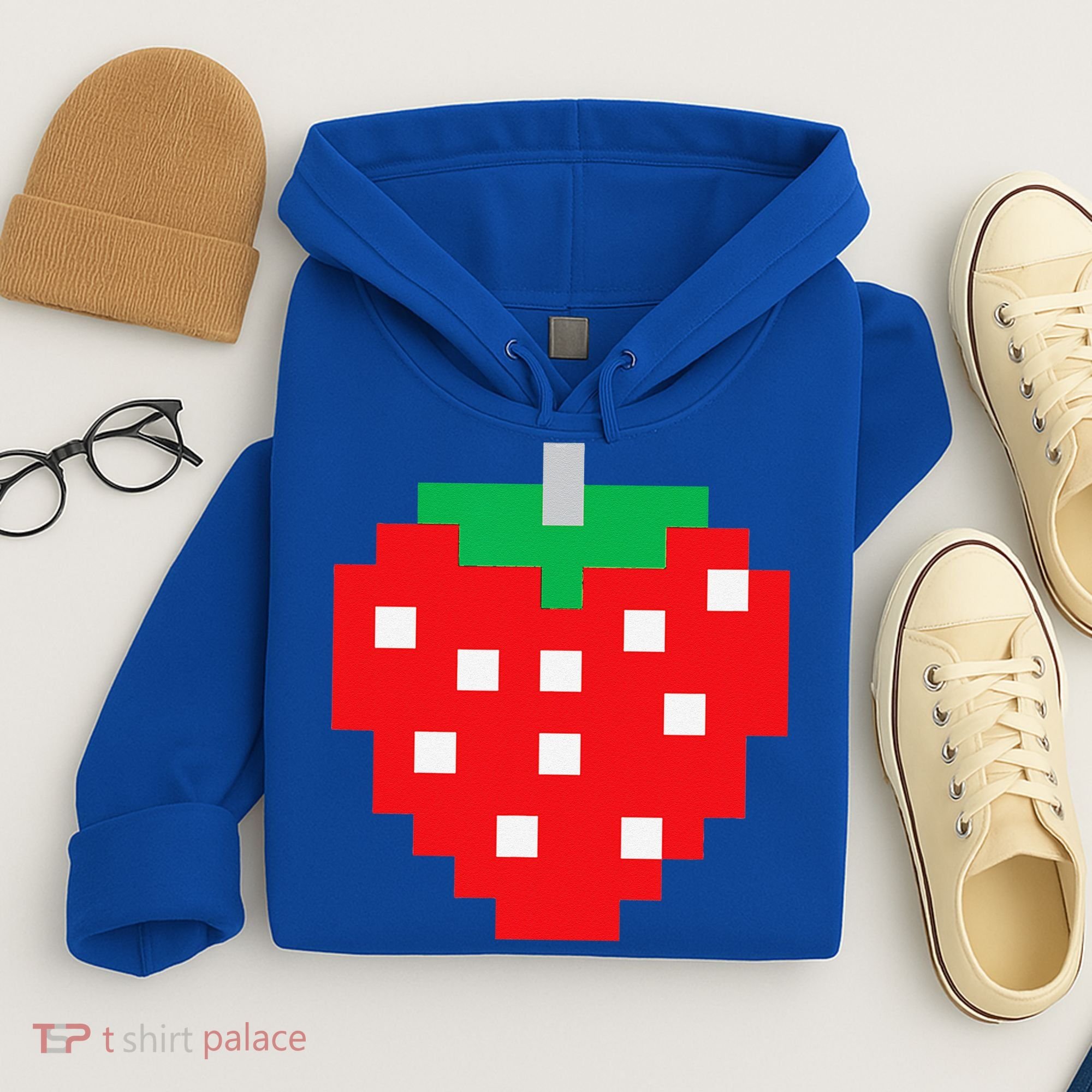 Pixel Strawberry 80s Video Game Halloween Costume Hoodie
