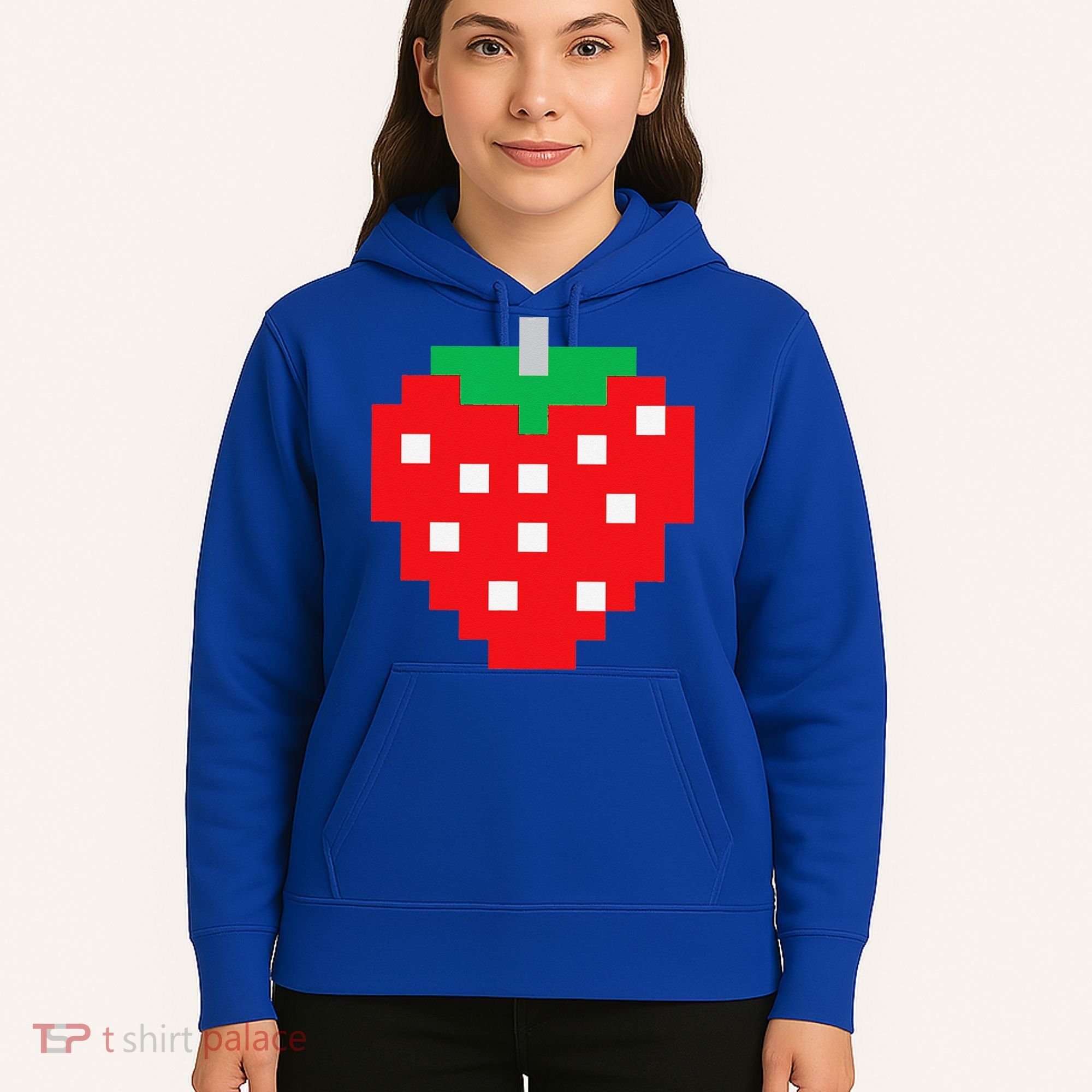 Pixel Strawberry 80s Video Game Halloween Costume Hoodie