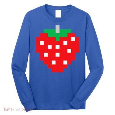 Pixel Strawberry 80s Video Game Halloween Costume Long Sleeve Shirt