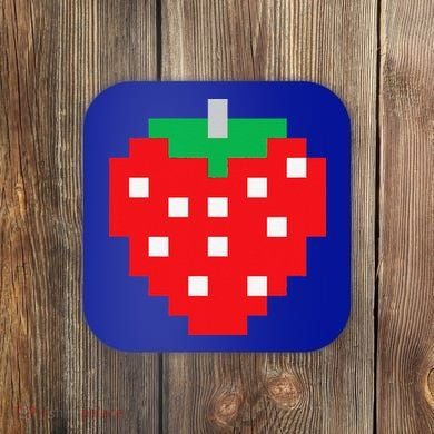 Pixel Strawberry 80s Video Game Halloween Costume Coaster