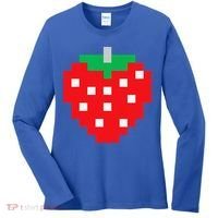 Pixel Strawberry 80s Video Game Halloween Costume Women's Long Sleeve Shirt thumb 0