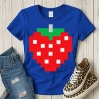 Pixel Strawberry 80s Video Game Halloween Costume Women's T-Shirt thumb 3