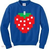 Pixel Strawberry 80s Video Game Halloween Costume Kids Sweatshirt thumb 0