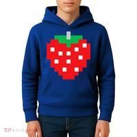 Pixel Strawberry 80s Video Game Halloween Costume Kids Hoodie thumb 4