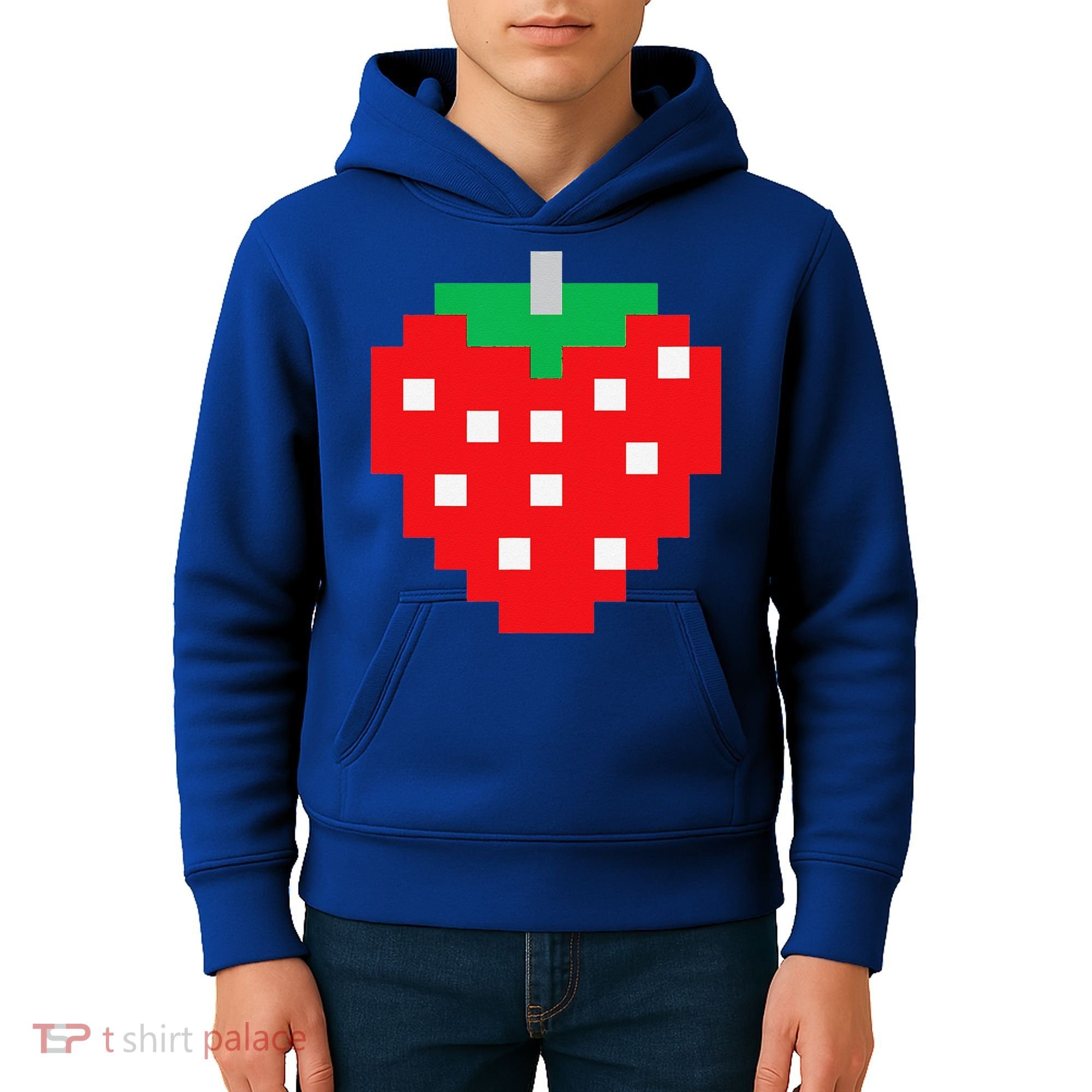 Pixel Strawberry 80s Video Game Halloween Costume Kids Hoodie