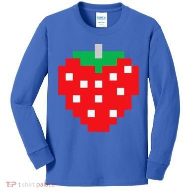 Pixel Strawberry 80s Video Game Halloween Costume Kids Long Sleeve Shirt