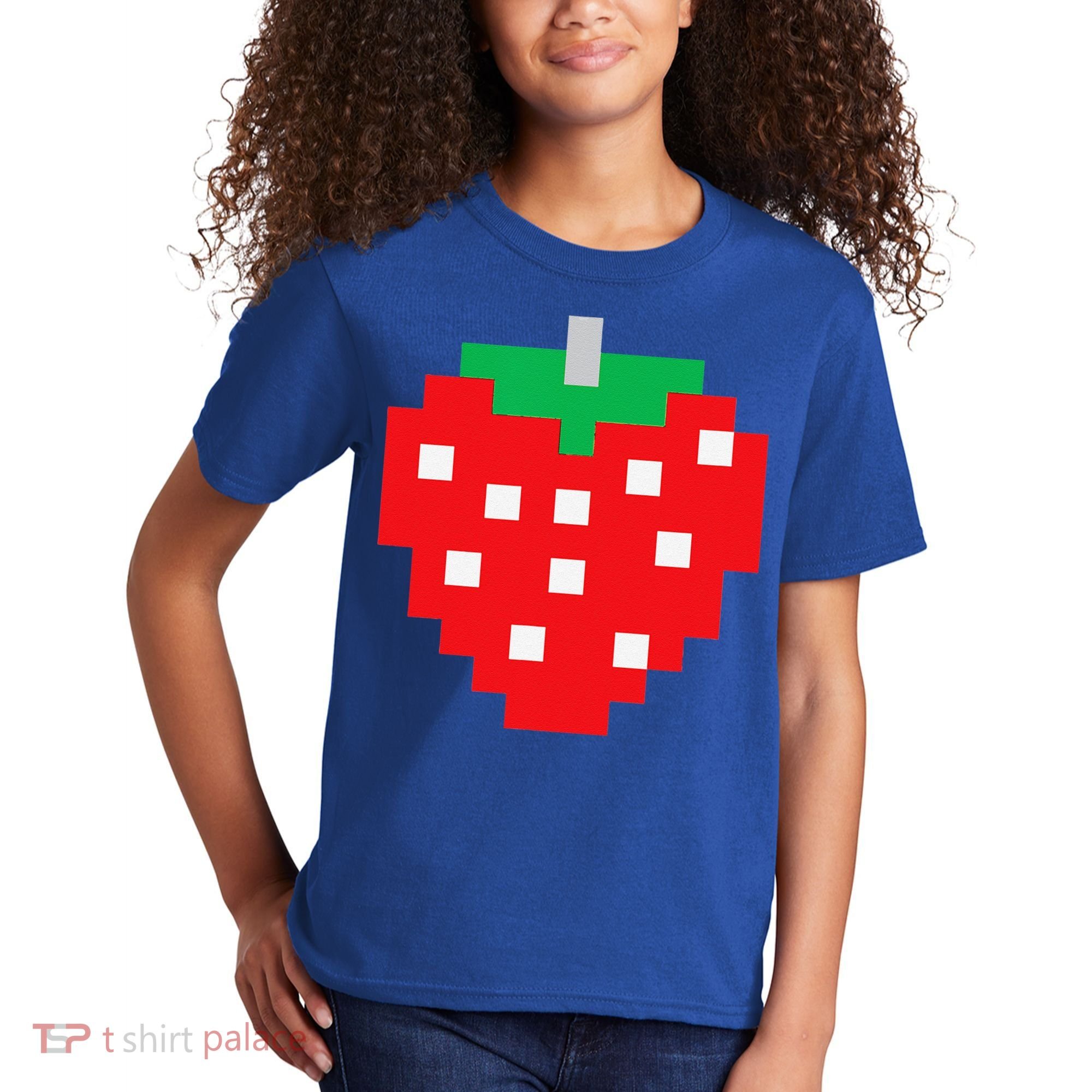 Pixel Strawberry 80s Video Game Halloween Costume Kids T-Shirt