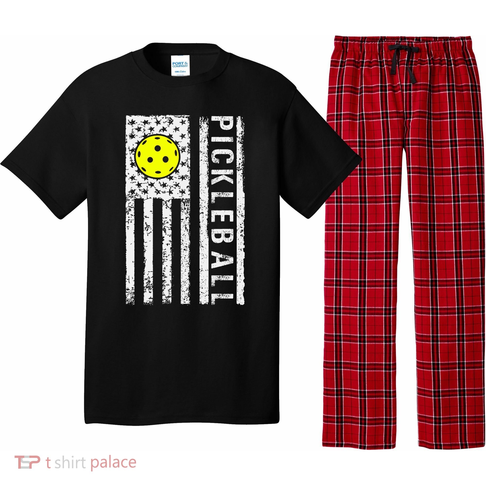 Pickleball Shirt American Flag Pickleball Player Gift Pajama Set