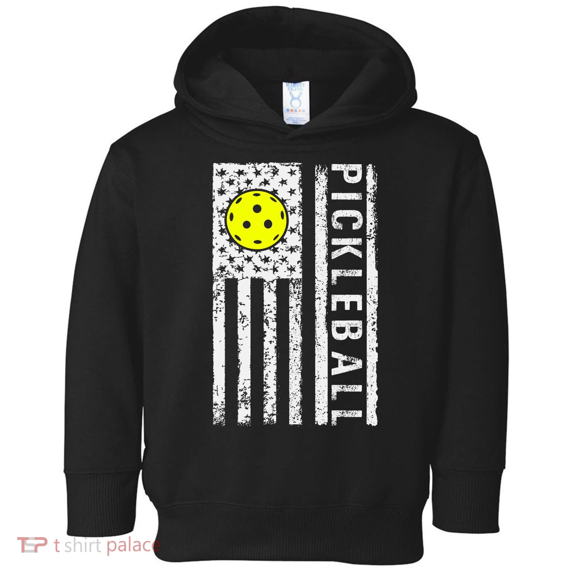 Pickleball Shirt American Flag Pickleball Player Gift Toddler Hoodie