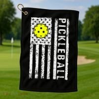 Pickleball Shirt American Flag Pickleball Player Gift Golf Towel thumb 1