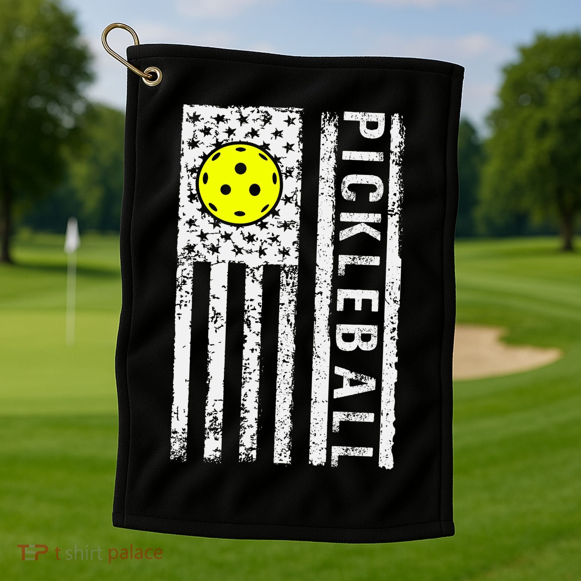 Pickleball Shirt American Flag Pickleball Player Gift Golf Towel