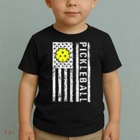 Pickleball Shirt American Flag Pickleball Player Gift Toddler T-Shirt thumb 2