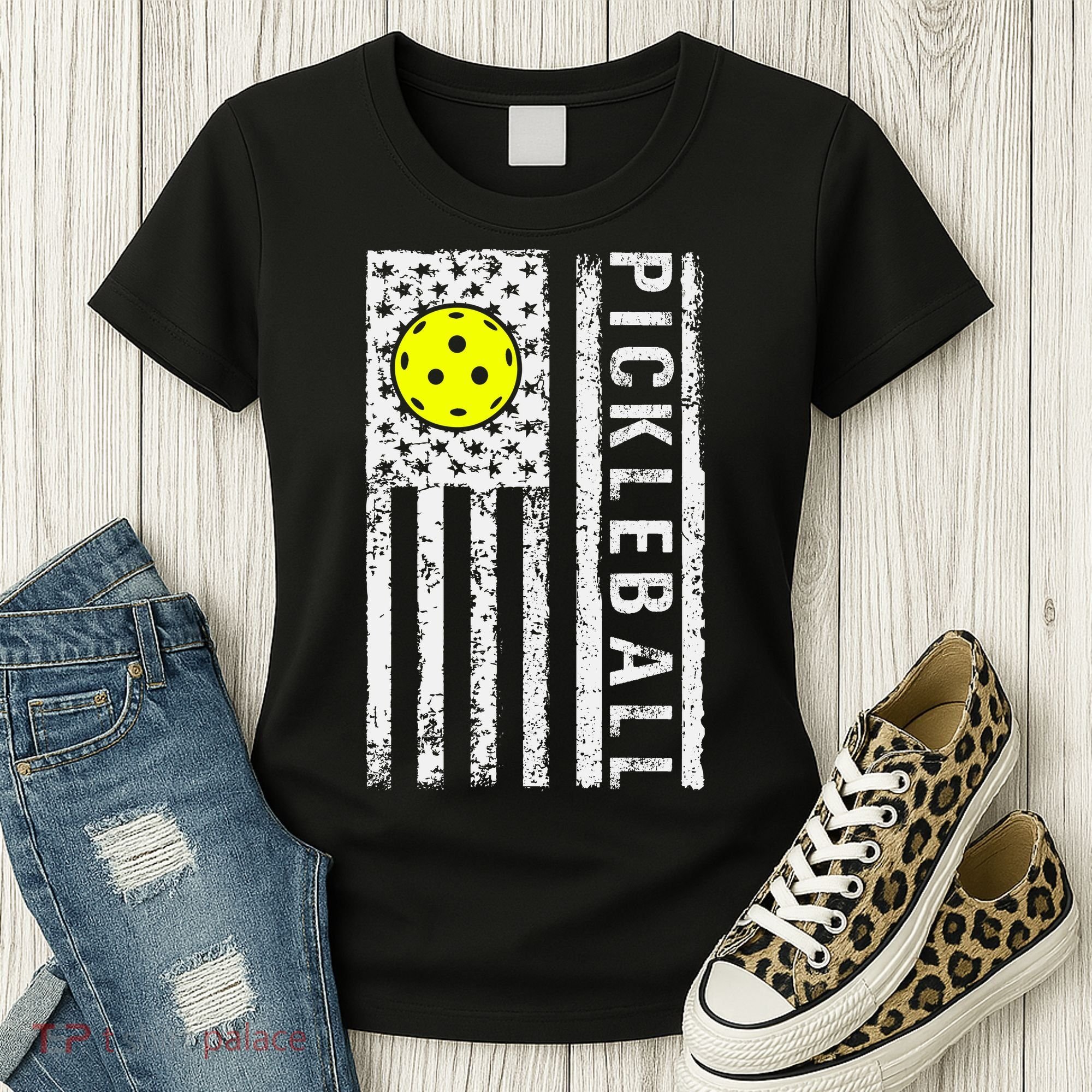 Pickleball Shirt American Flag Pickleball Player Gift Women's T-Shirt