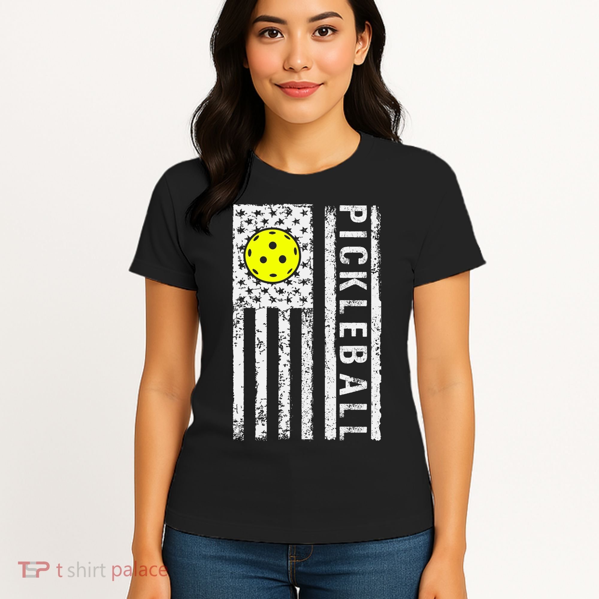 Pickleball Shirt American Flag Pickleball Player Gift Women's T-Shirt