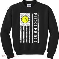 Pickleball Shirt American Flag Pickleball Player Gift Kids Sweatshirt thumb 0
