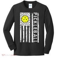 Pickleball Shirt American Flag Pickleball Player Gift Kids Long Sleeve Shirt thumb 0