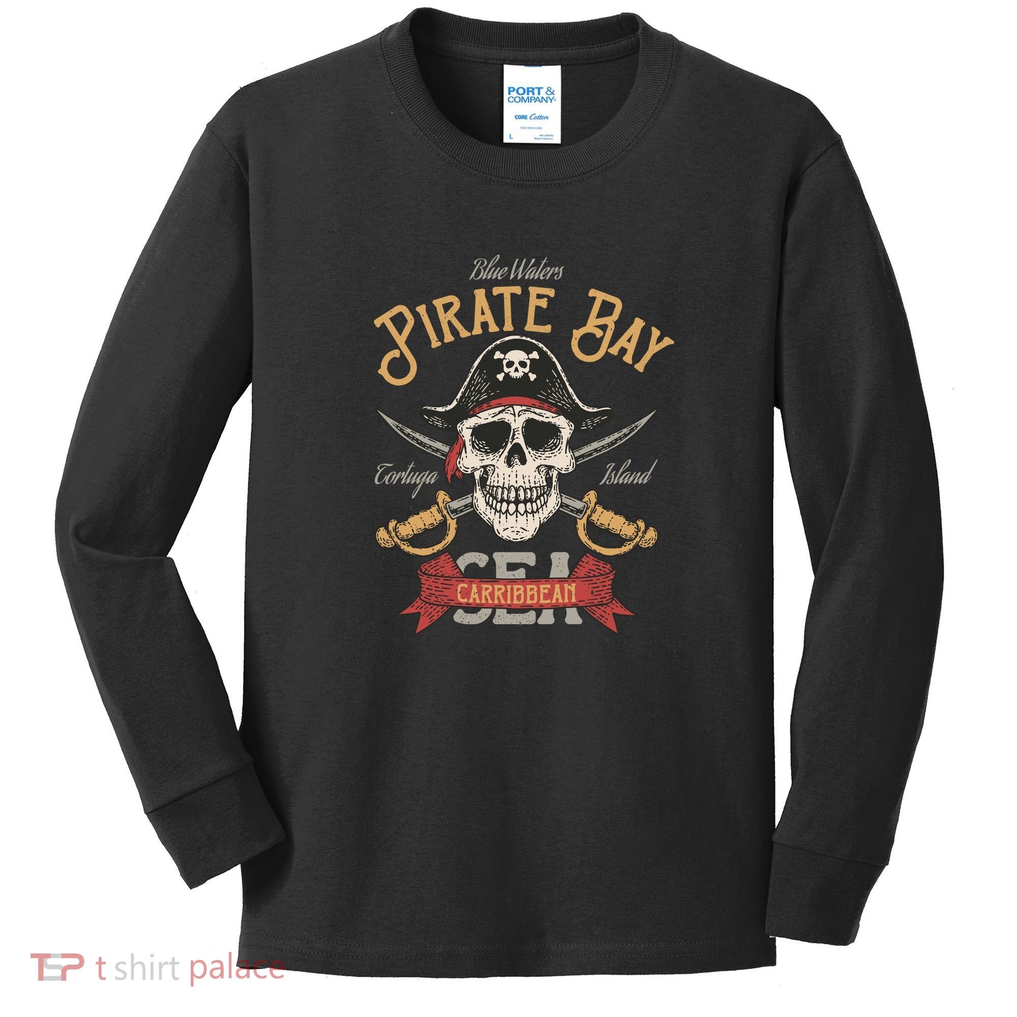 Pirate Skull And Swords Kids Long Sleeve Shirt