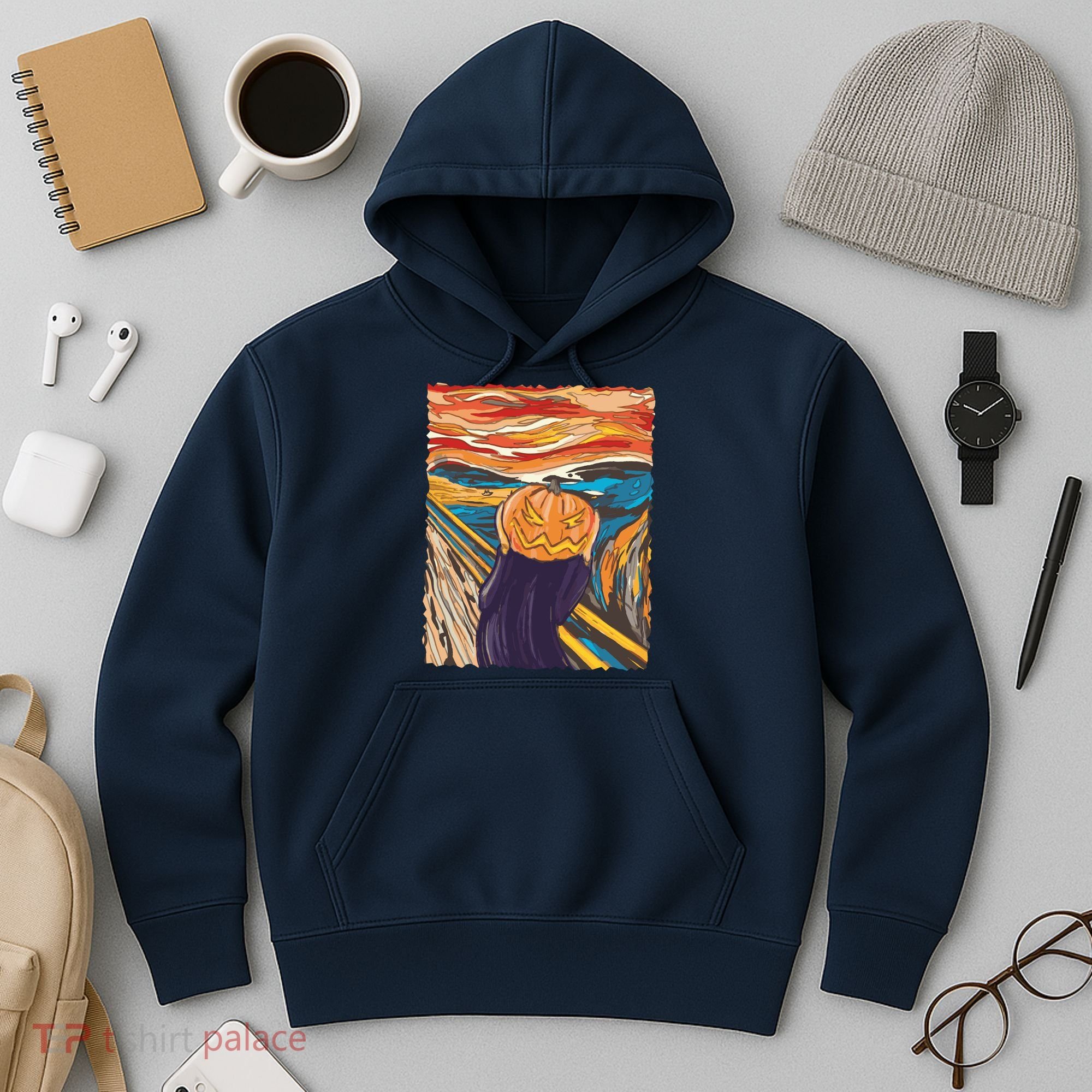 Pumpkin Scream Art Painting Parody Hoodie